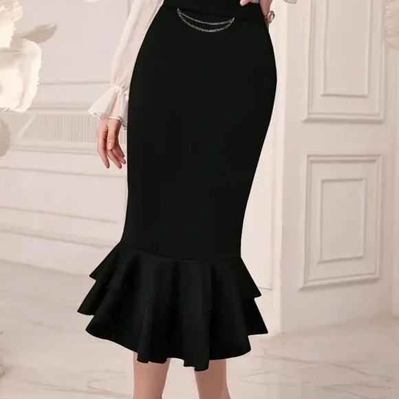 Elegant Mermaid Tail Midi Skirt - Picture 4 of 4